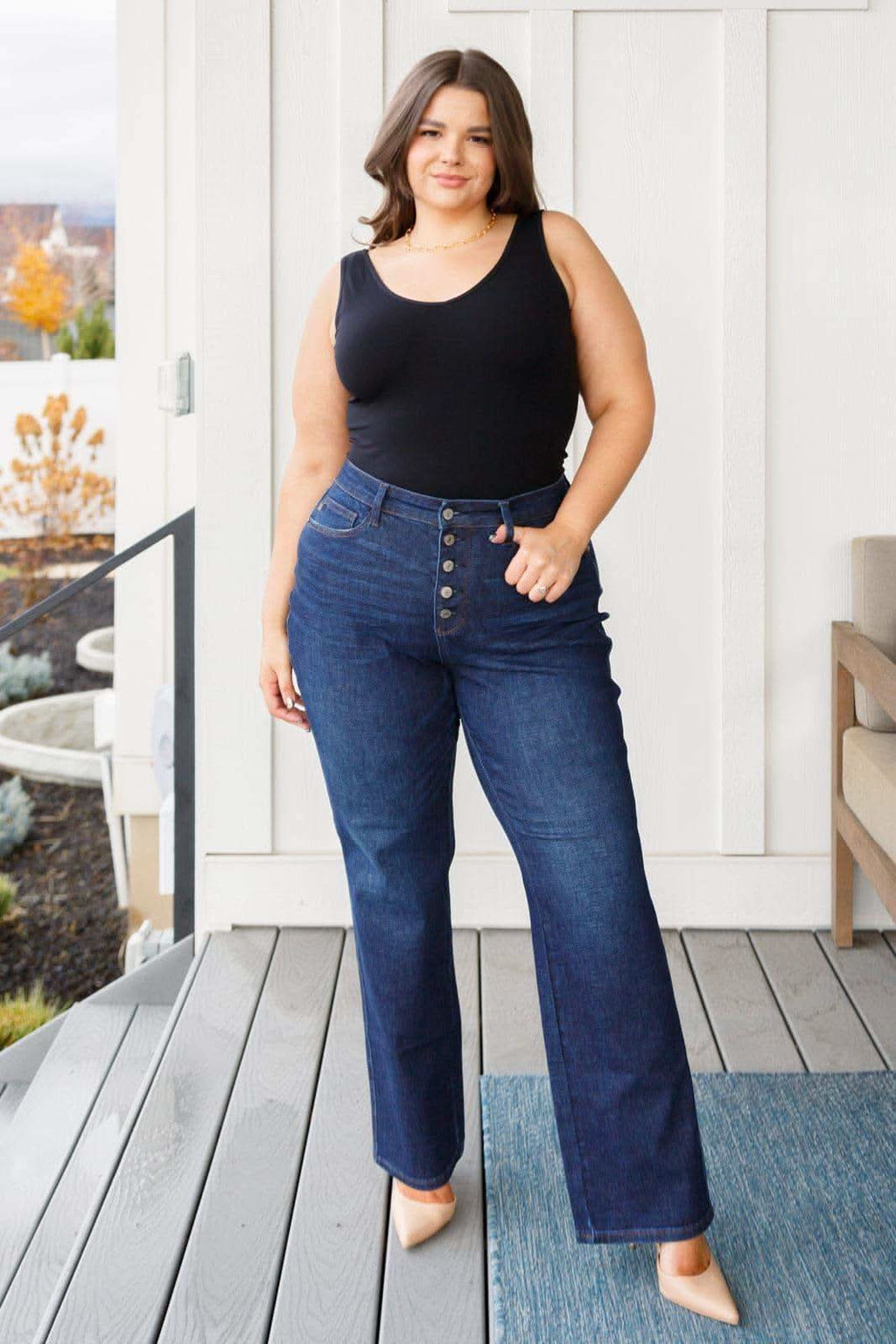 Judy Blue Arlo High Rise Button-Fly Straight Jeans - SwagglyLife Home & Fashion