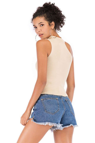 Asymmetrical Sleeveless Rib-Knit Top - SwagglyLife Home & Fashion Asymmetrical Sleeveless Rib-Knit Top - SwagglyLife Home & Fashion