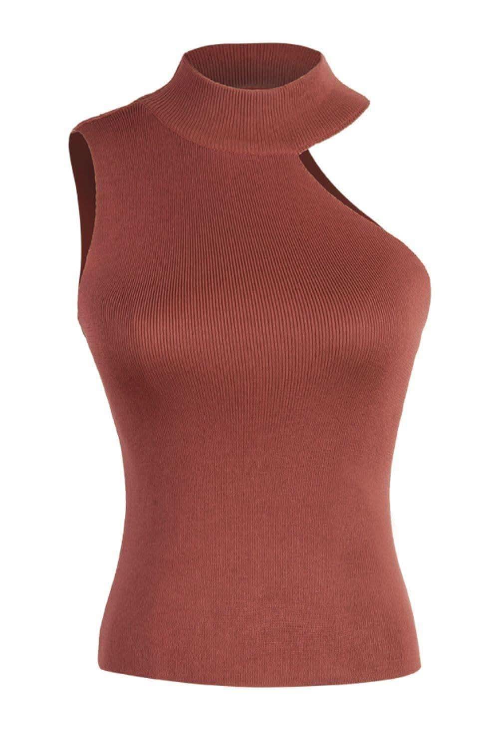 Asymmetrical Sleeveless Rib-Knit Top - SwagglyLife Home & Fashion Asymmetrical Sleeveless Rib-Knit Top - SwagglyLife Home & Fashion
