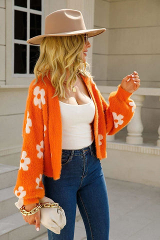 Ava Floral Open Front Fuzzy Cardigan - SwagglyLife Home & Fashion Ava Floral Open Front Fuzzy Cardigan - SwagglyLife Home & Fashion