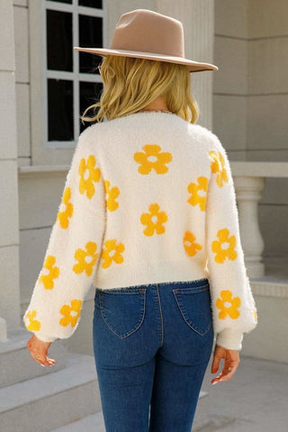 Ava Floral Open Front Fuzzy Cardigan - SwagglyLife Home & Fashion Ava Floral Open Front Fuzzy Cardigan - SwagglyLife Home & Fashion
