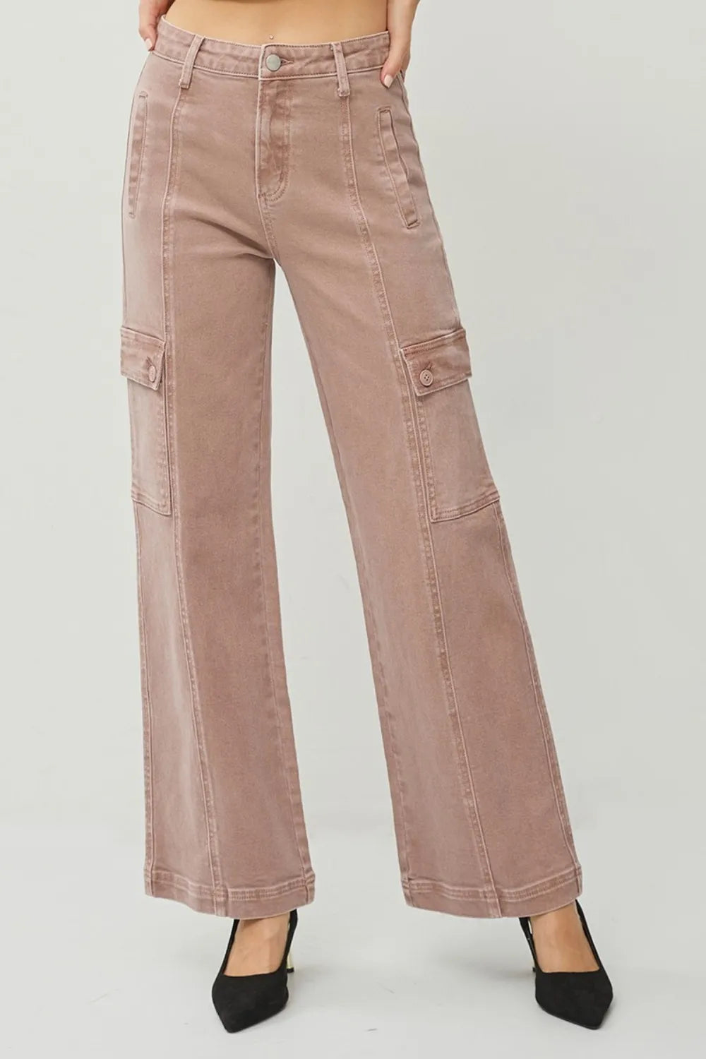 RISEN Full Size High Rise Wide Leg Cargo Jeans in - photo