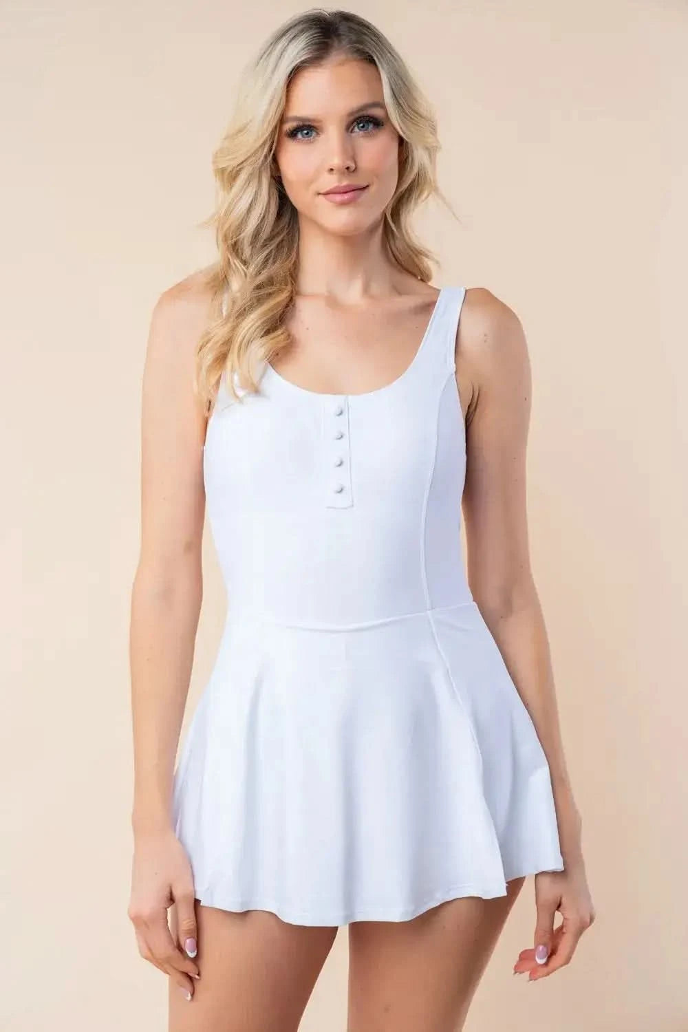 White Birch Sleeveless Performance Knit Swim Dress - SwagglyLife Home & Fashion