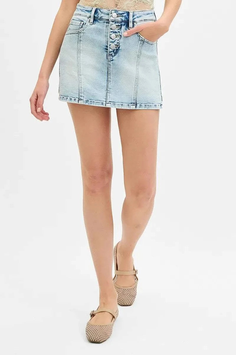 RISEN Full Size High Rise Button Down Skorts Plus Size - SwagglyLife Home & Fashion