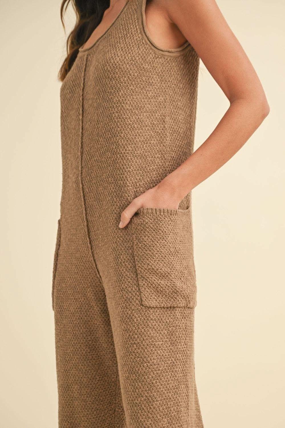 MABLE Sleeveless Knit Crop Jumpsuit with Pockets - SwagglyLife Home & Fashion MABLE Sleeveless Knit Crop Jumpsuit with Pockets - SwagglyLife Home & Fashion