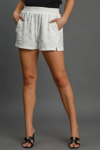 Umgee Floral Elastic Waist Jacquard Shorts with Pockets - SwagglyLife Home & Fashion Umgee Floral Elastic Waist Jacquard Shorts with Pockets - SwagglyLife Home & Fashion