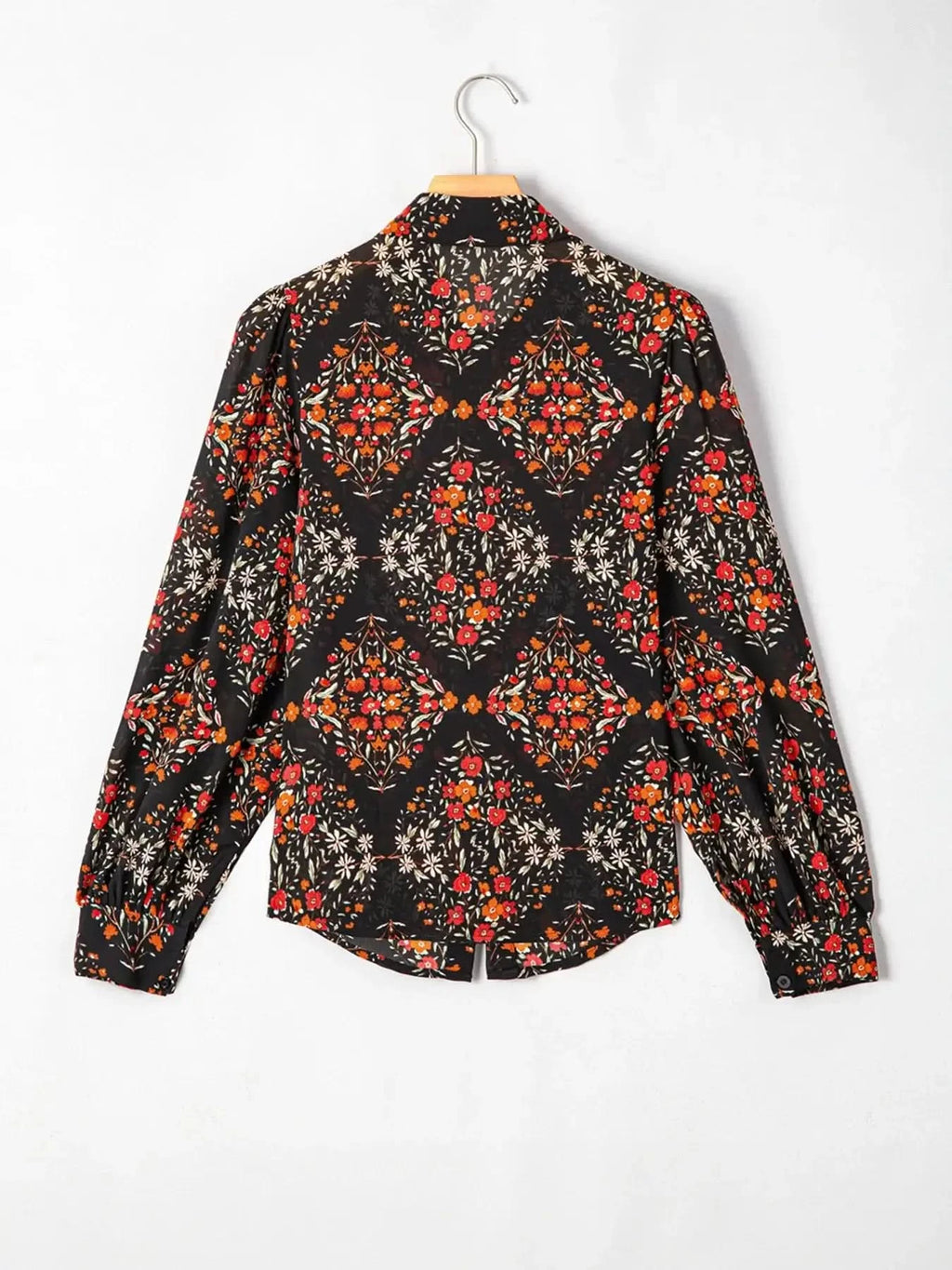 Floral Print Lantern Sleeve Loose Shirt - SwagglyLife Home & Fashion