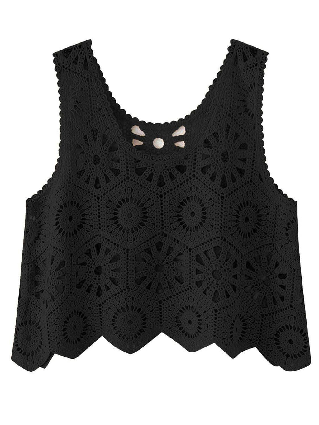 Karla Openwork Round Neck Knit Vest - SwagglyLife Home & Fashion