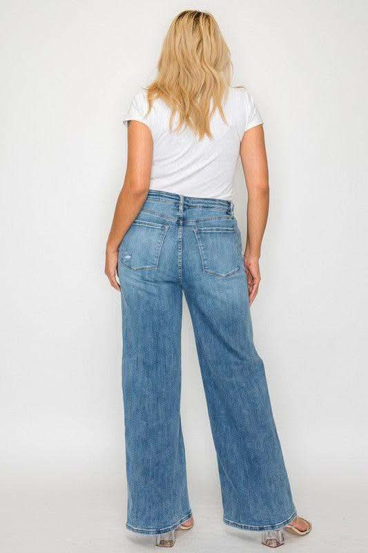 bytos Full Size High Rise Wide Leg Jeans with Pockets in - jeans photo