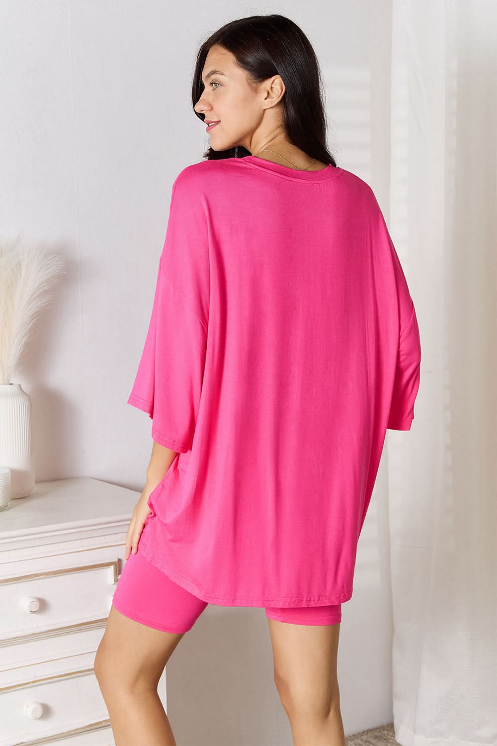 Basic Bae Full Size Soft Rayon Three-Quarter Sleeve Top and Shorts Set in - Sets photo