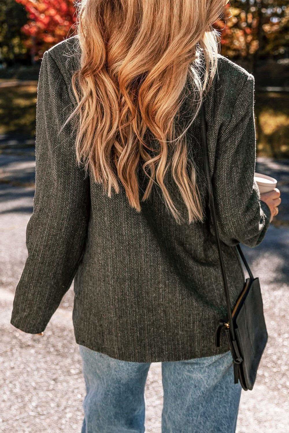 Pocketed Buttoned Long Sleeve Blazer - SwagglyLife Home & Fashion