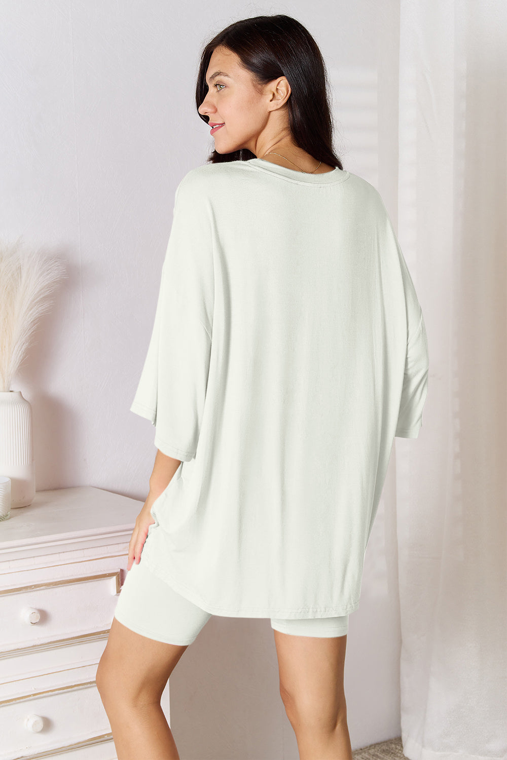 Basic Bae Full Size Soft Rayon Three-Quarter Sleeve Top and Shorts Set in - Sets photo