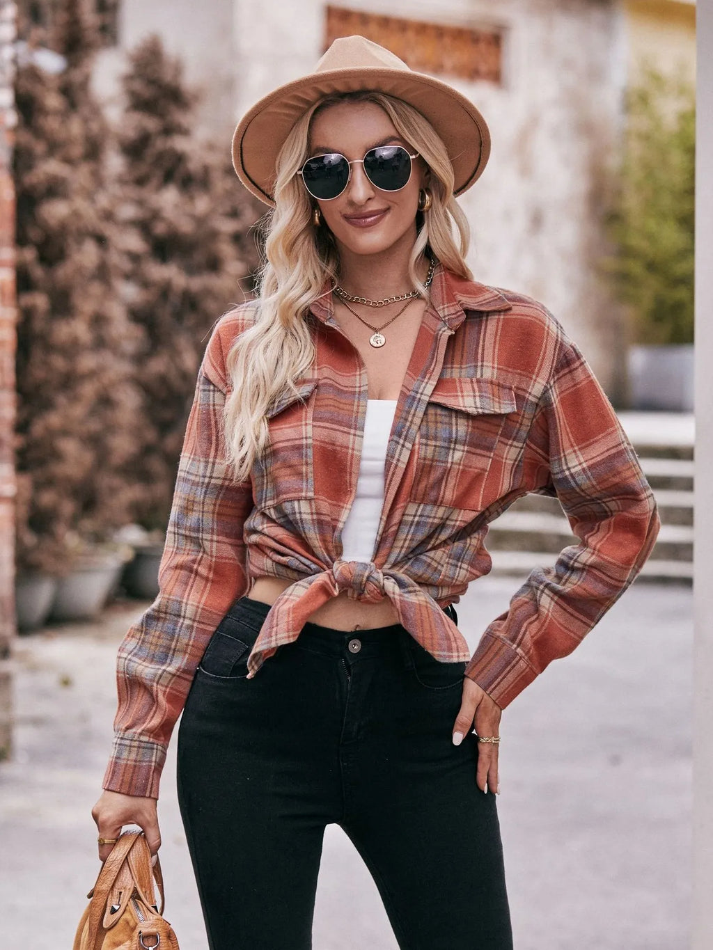 Plaid Button-Down Long Sleeve Shirt in - photo