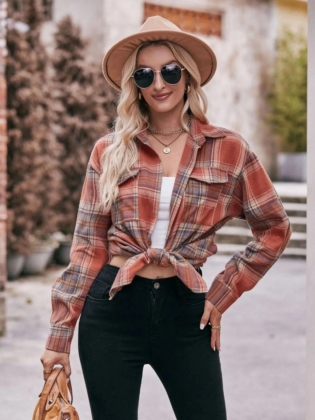 Plaid Button-Down Long Sleeve Shirt in - photo