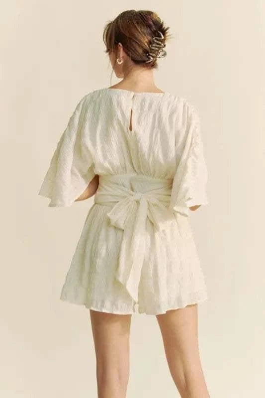 Davi & Dani Batwing Sleeve Waist Belt Romper - SwagglyLife Home & Fashion Davi & Dani Batwing Sleeve Waist Belt Romper - SwagglyLife Home & Fashion