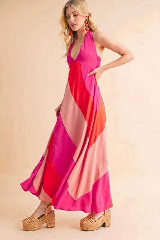 Aemi+Co Color Block Sleeveless Maxi Dress - SwagglyLife Home & Fashion