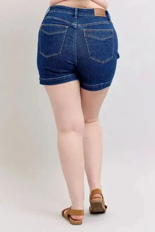 Judy Blue Plus Size High Waist Tummy Control Denim Shorts - SwagglyLife Home & Fashion