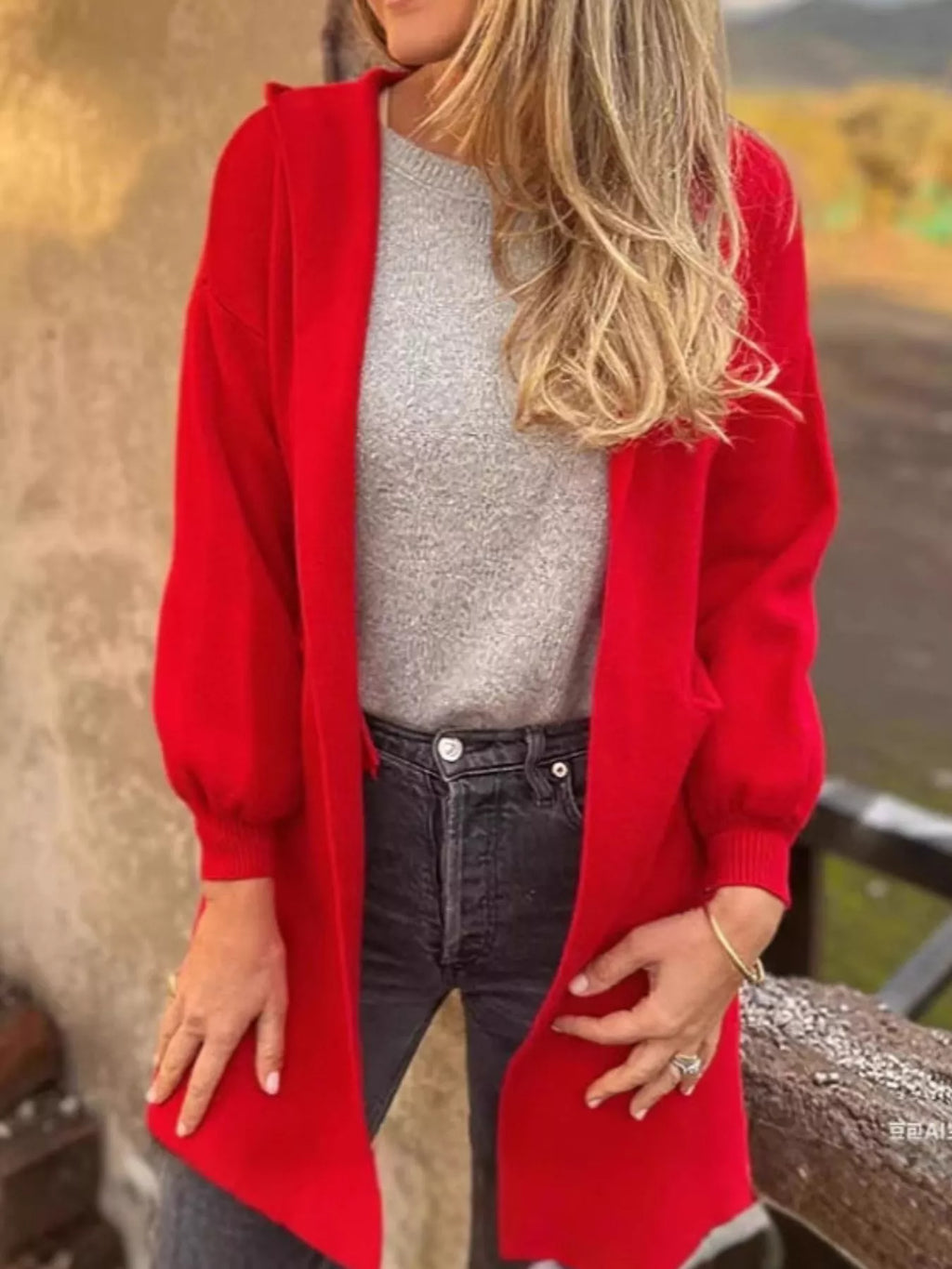 Full Size Open Front Drop Shoulder Hooded Cardigan Plus Size - SwagglyLife Home & Fashion