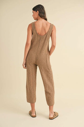 MABLE Sleeveless Knit Crop Jumpsuit with Pockets - SwagglyLife Home & Fashion MABLE Sleeveless Knit Crop Jumpsuit with Pockets - SwagglyLife Home & Fashion