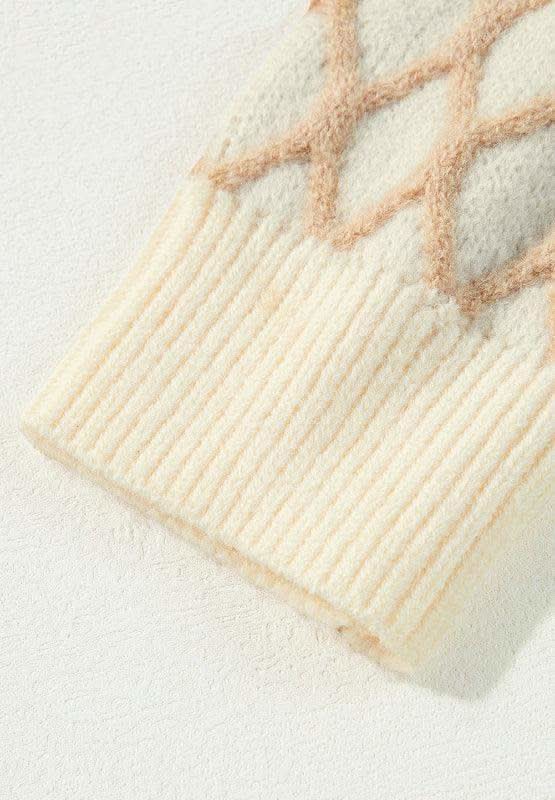 Diamond Pattern Mock Neck Long Sleeve Sweater in - Sweaters photo