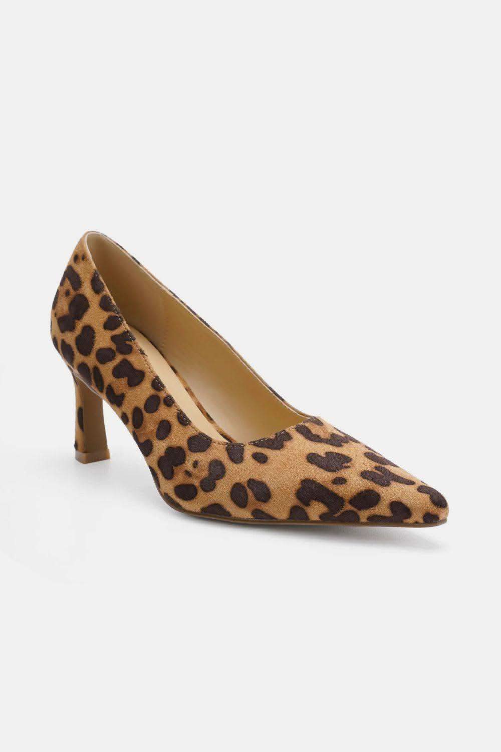 Beast Fashion Faux Suede Leopard Point Toe Pumps in - photo