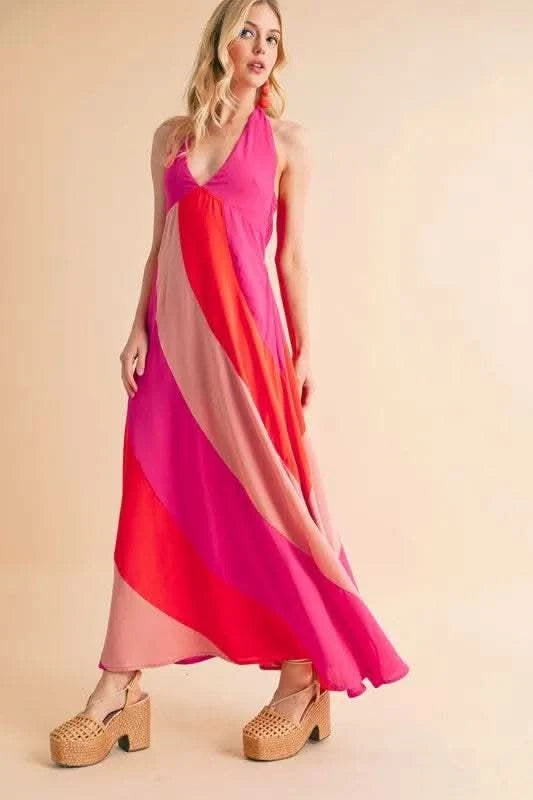 Aemi+Co Color Block Sleeveless Maxi Dress - SwagglyLife Home & Fashion