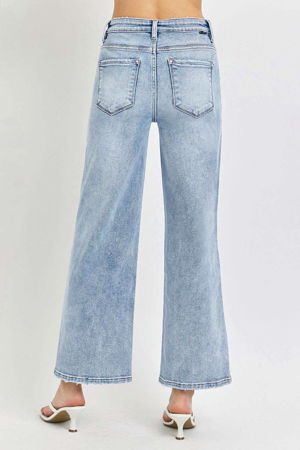 RISEN Full Size Tummy Control High Rise Crop Wide Leg Jeans in - Jeans photo