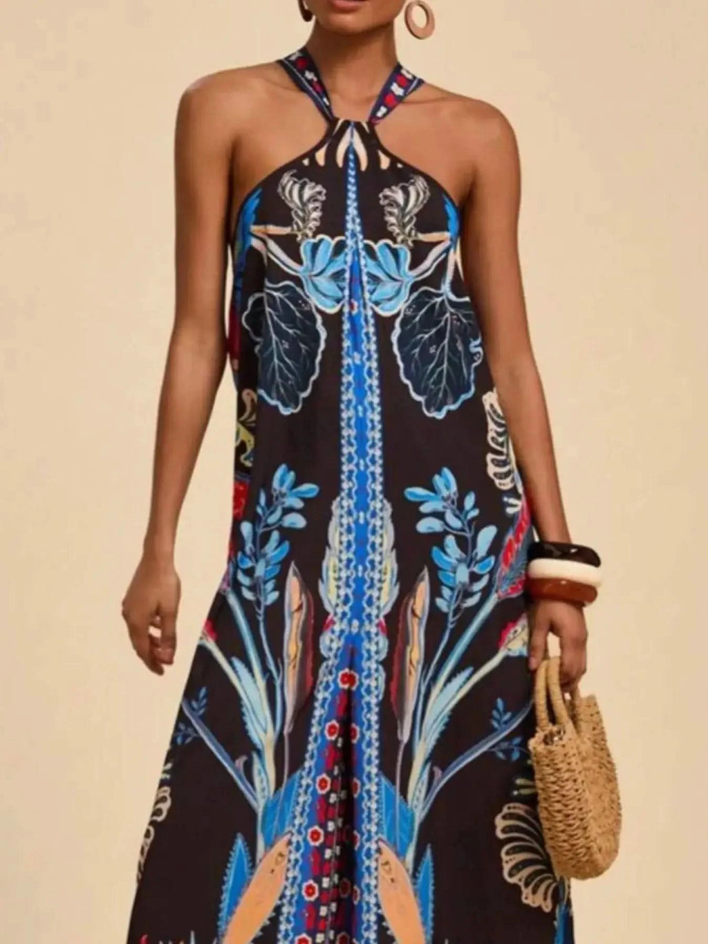 Printed Halter Wide-Leg Jumpsuit - SwagglyLife Home & Fashion
