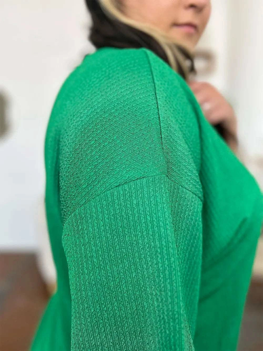 Double Take Full Size Texture Round Neck Drop Shoulder T-Shirt and Shorts Set - SwagglyLife Home & Fashion