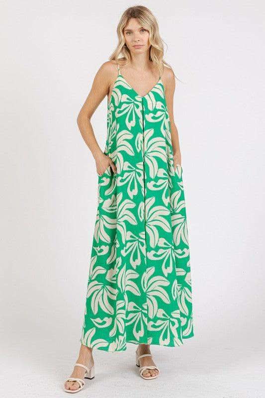 Mittoshop Printed V-Neck Maxi Cami Dress with Pockets in - Dresses photo