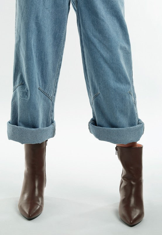 Kaira Metallic Accent Heel High Ankle Boots in - photo