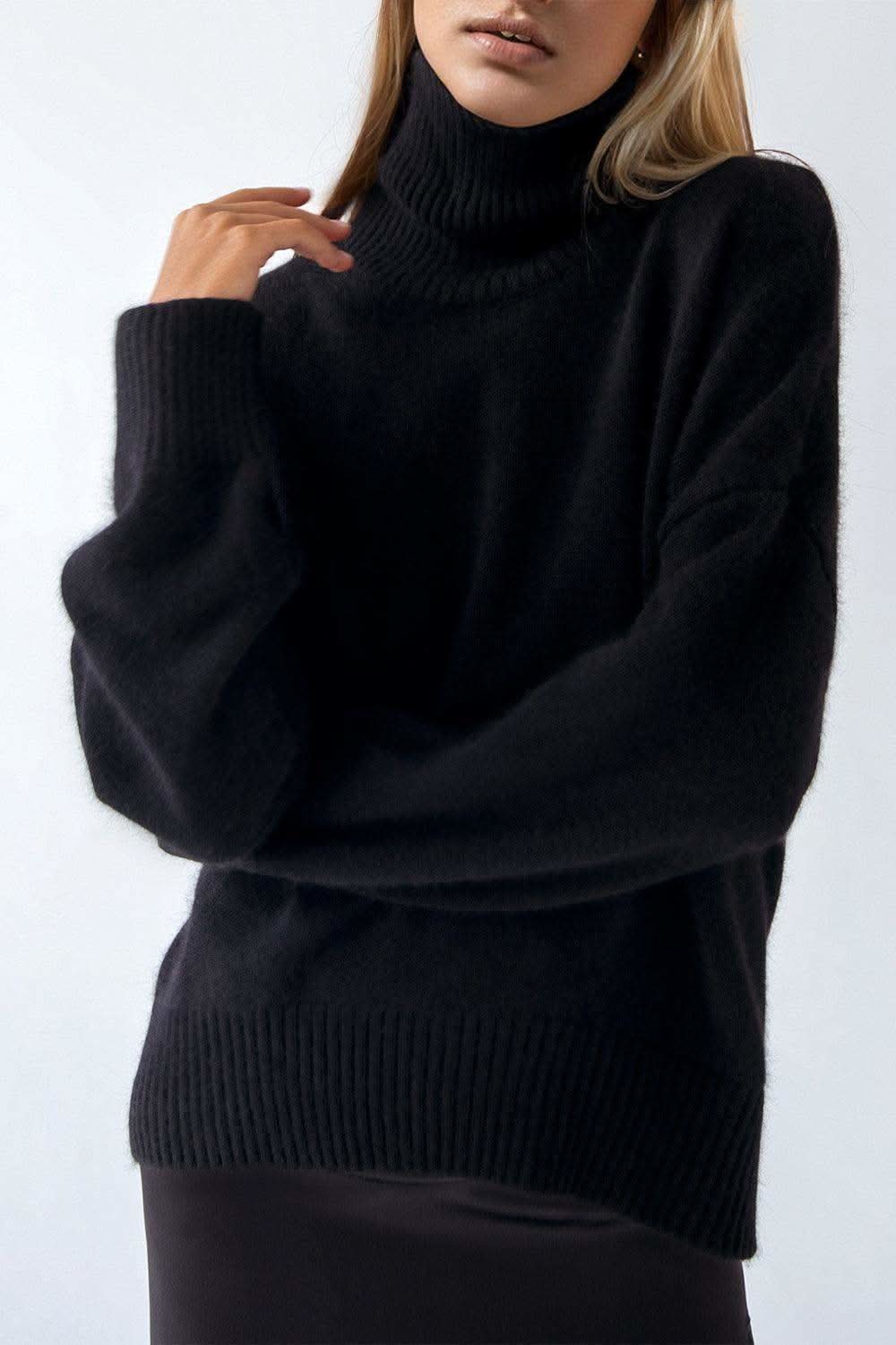 Basic Bae Turtleneck Dropped Shoulder Long Sleeve Sweater in - sweater photo