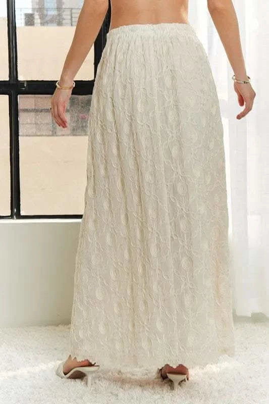 ADORA Elastic Waist Applique Maxi Skirt - SwagglyLife Home & Fashion