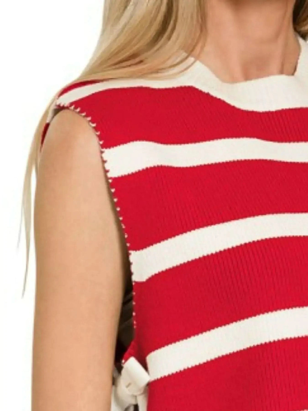 Zenana Side Tie Stripe Sweater Vest in - photo