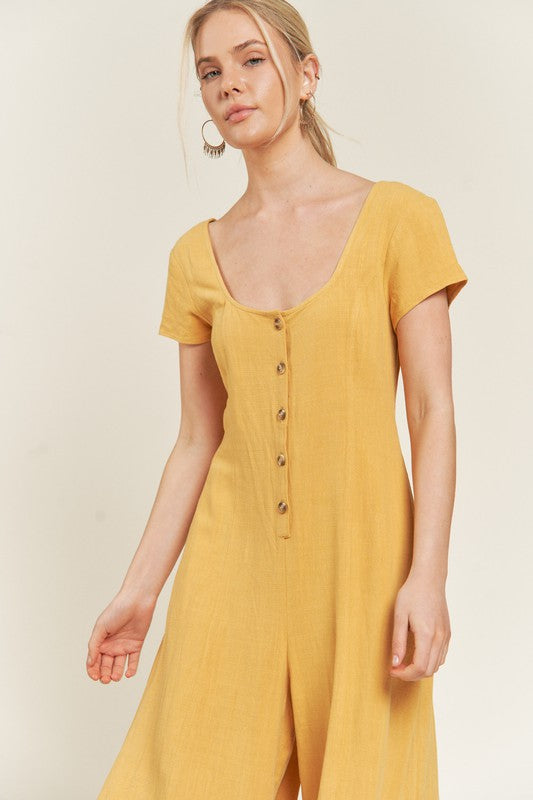 Linen Button Down Jumpuit - SwagglyLife Home & Fashion Linen Button Down Jumpuit - SwagglyLife Home & Fashion