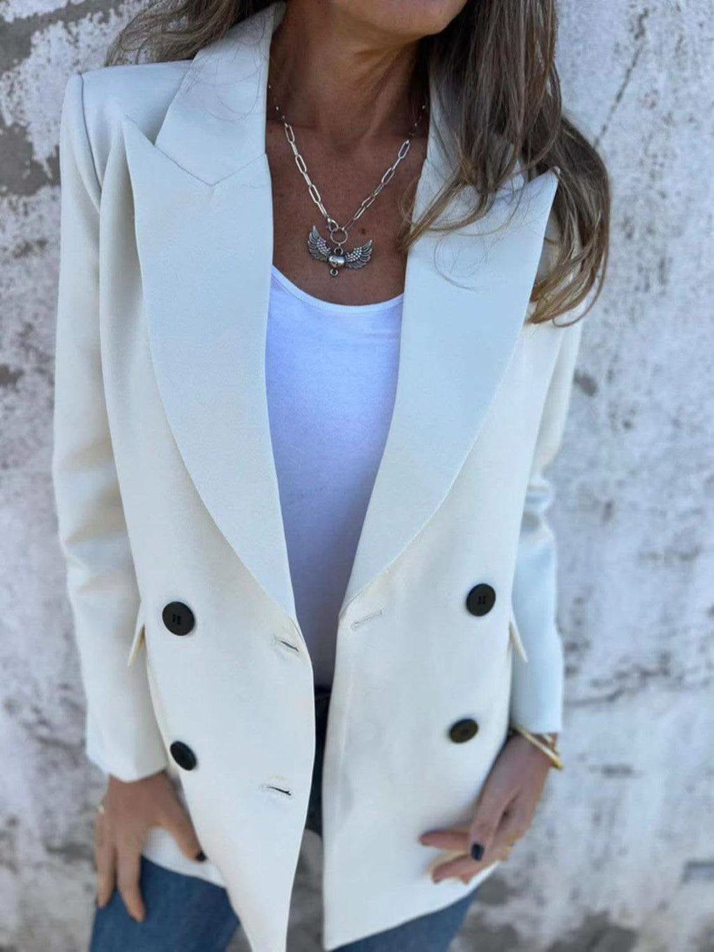 Full Size Collared Neck Long Sleeve Blazer in - Coats & Jackets photo