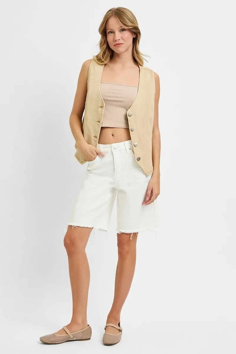 RISEN Full Size V Neck Button Down Vest Plus Size in - photo