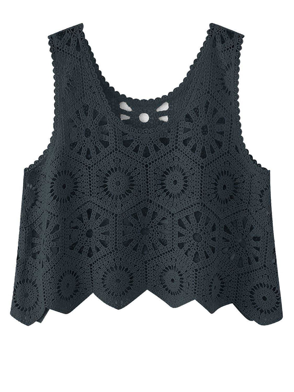 Karla Openwork Round Neck Knit Vest - SwagglyLife Home & Fashion
