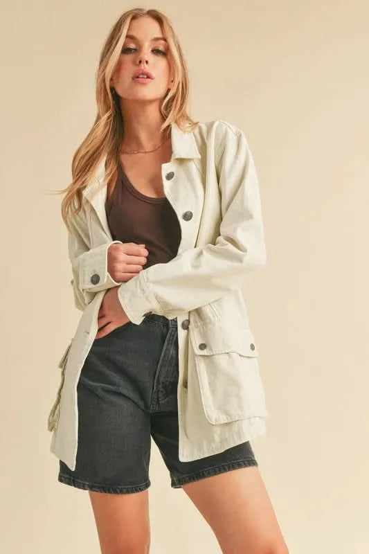 Aemi + Co Seam Detail Button Up Jacket with Pockets in - photo