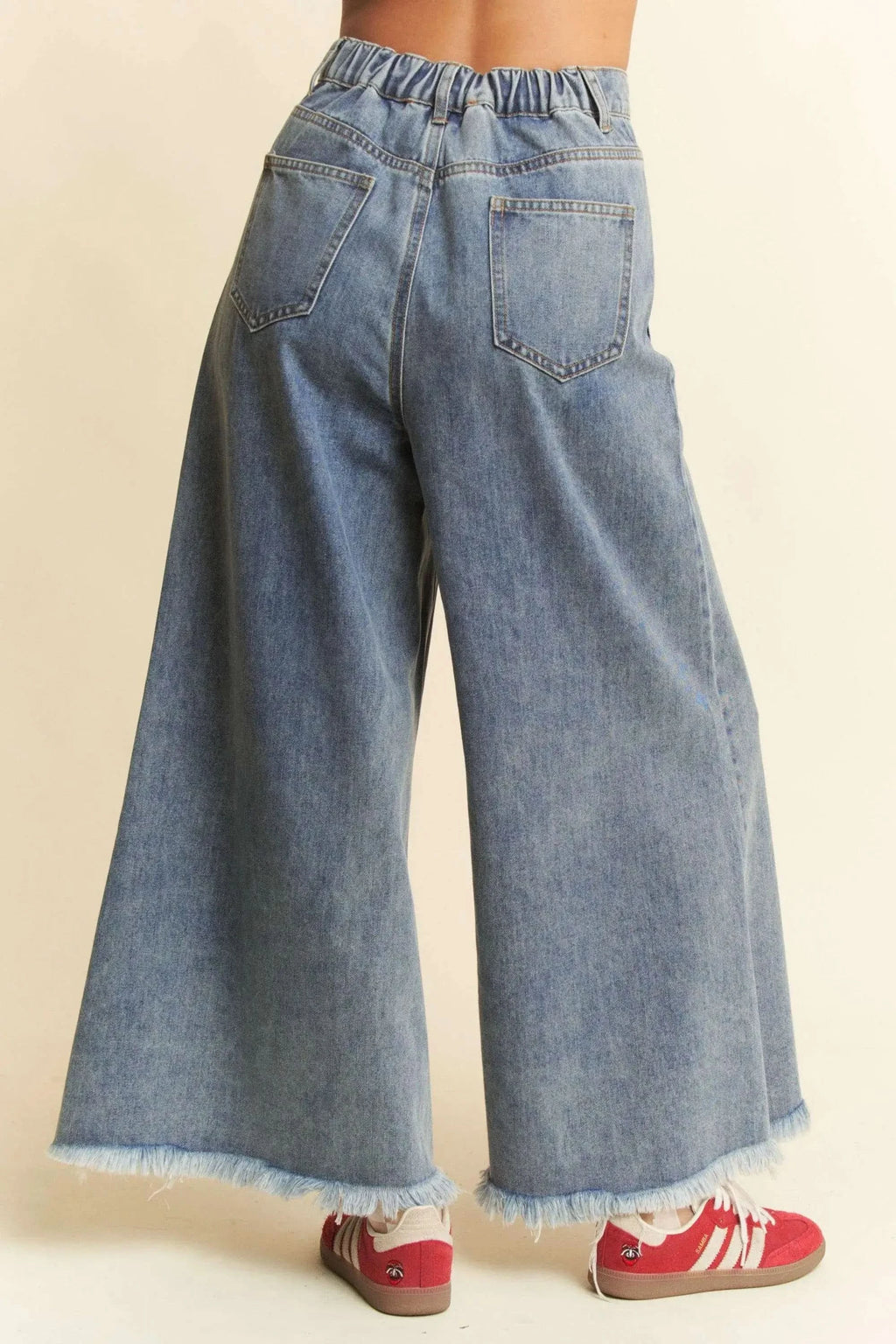 Davi & Dani Patch Pocket Wide Leg Culotte Jeans in - photo