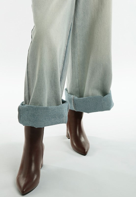 Kaira Metallic Accent Heel High Ankle Boots in - photo