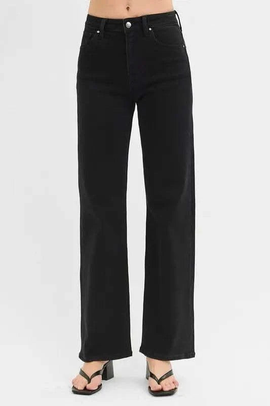 RISEN Full Size High Rise Wide Leg Jeans Plus Size in BLACK - photo