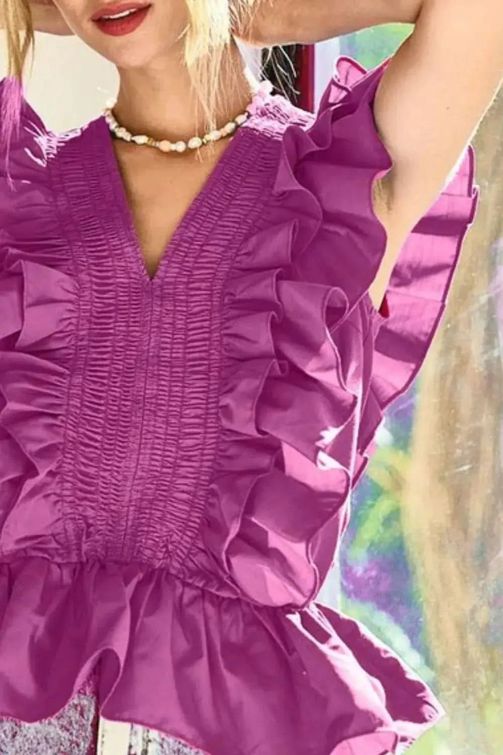 BiBi Woven Ruffled Top - SwagglyLife Home & Fashion