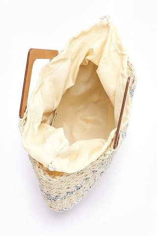 Beach Days Wooden Handle Metallic Straw Basket Tote - SwagglyLife Home & Fashion Beach Days Wooden Handle Metallic Straw Basket Tote - SwagglyLife Home & Fashion