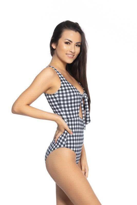 Beach Joy Bikini Black Gingham One Piece - SwagglyLife Home & Fashion Beach Joy Bikini Black Gingham One Piece - SwagglyLife Home & Fashion