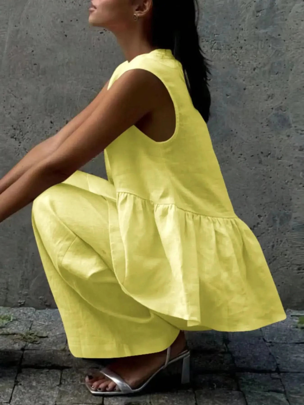 Button Down Peplum Vest and Pants Set in - photo