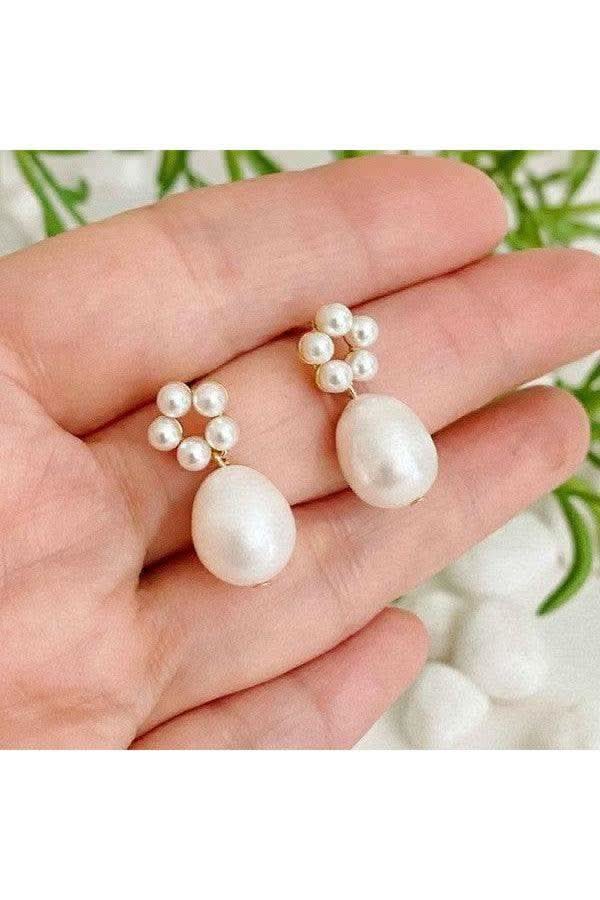 Blooming Freshwater Pearl Drop Earrings in - Earrings photo