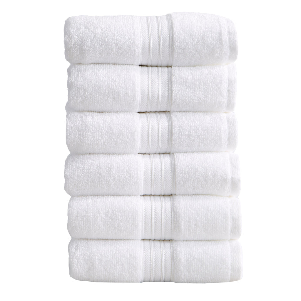 Cotton Terry Bath Towel Set - Cooper Collection in Hand Towel (Pack of 6) White - photo
