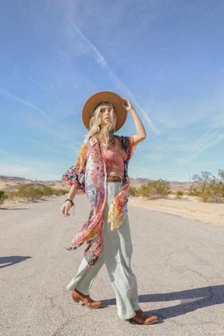 Boho Floral Patchwork Kimono - SwagglyLife Home & Fashion Boho Floral Patchwork Kimono - SwagglyLife Home & Fashion