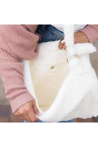 Boucle Sherpa Messenger Bag - SwagglyLife Home & Fashion Boucle Sherpa Messenger Bag - SwagglyLife Home & Fashion